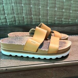 Reef Tan Sandals with Platform Sole